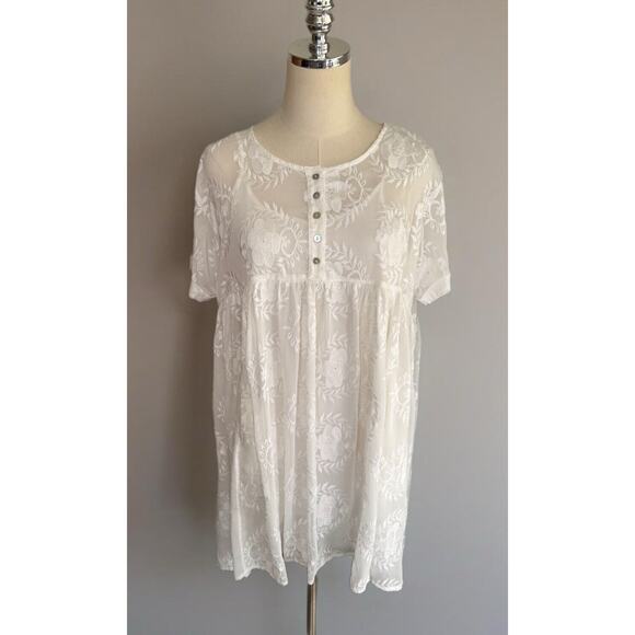 Anthropologie Dresses & Skirts - Eri + Ali Ancona XS Lace White Dress Boho Peasant Cottagecore Anthropologie